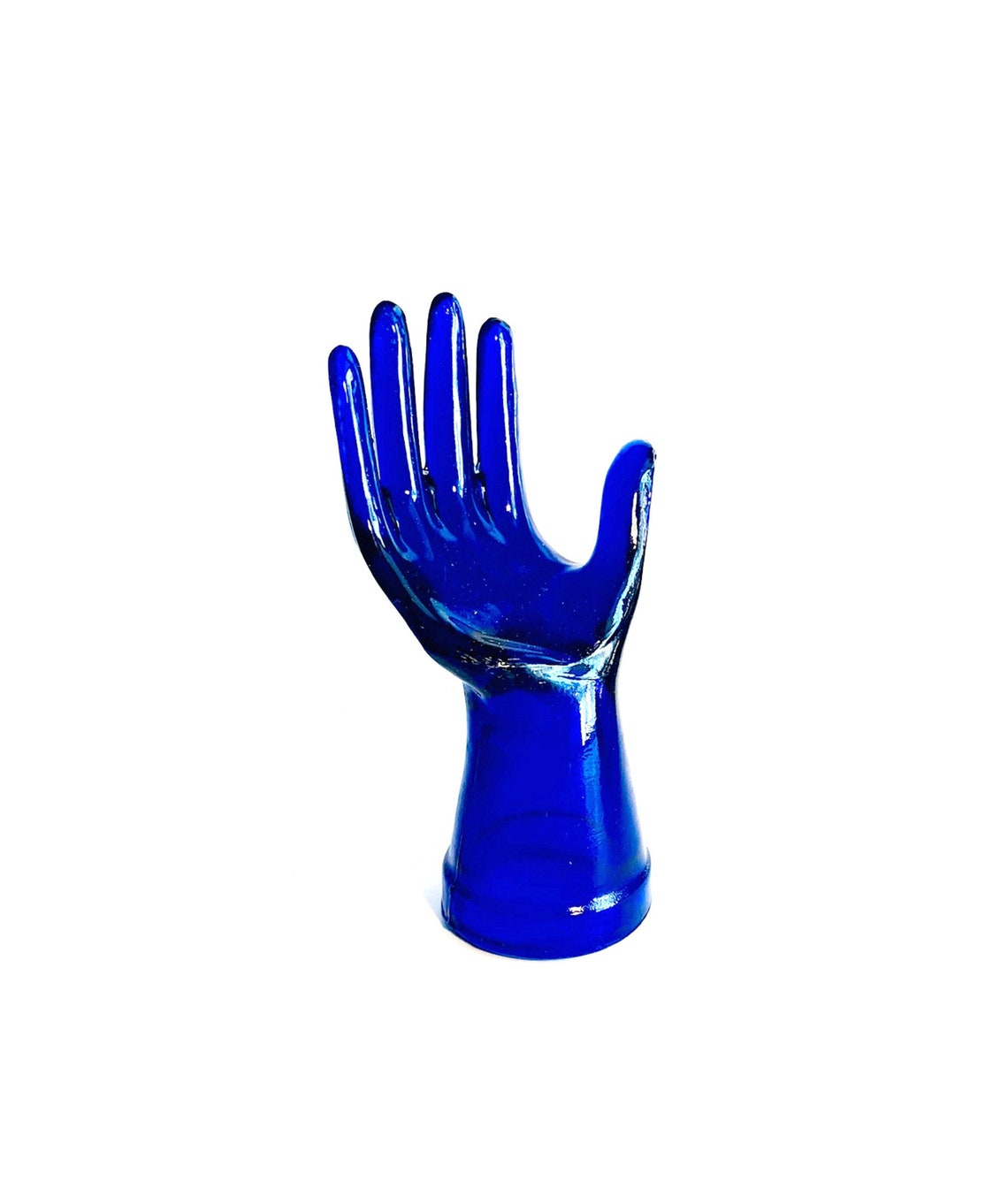 Cobalt Blue Hand Shaped Ring Holder Blue Glass Ring Keeper Etsy