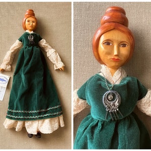 Carved Judy Brown Jointed Doll in Original Clothing, 1981 RARE, Carved Wooden 17.5 Inch Judy Brown Artist Collectible Doll in Fine Clothing