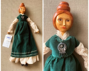 Carved Judy Brown Jointed Doll in Original Clothing, 1981 RARE, Carved Wooden 17.5 Inch Judy Brown Artist Collectible Doll in Fine Clothing