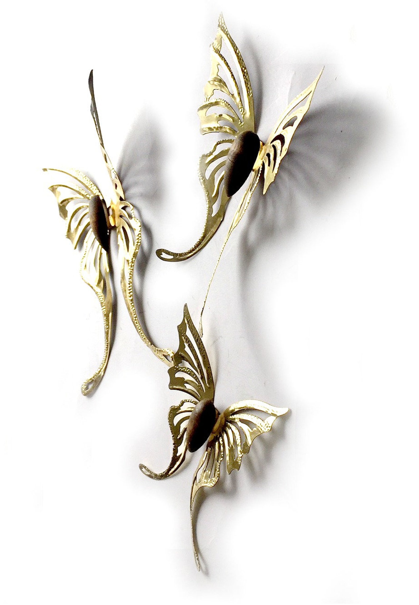 Brass Butterflies Wall Decor Vintage Gold Metal Butterfly Etsy