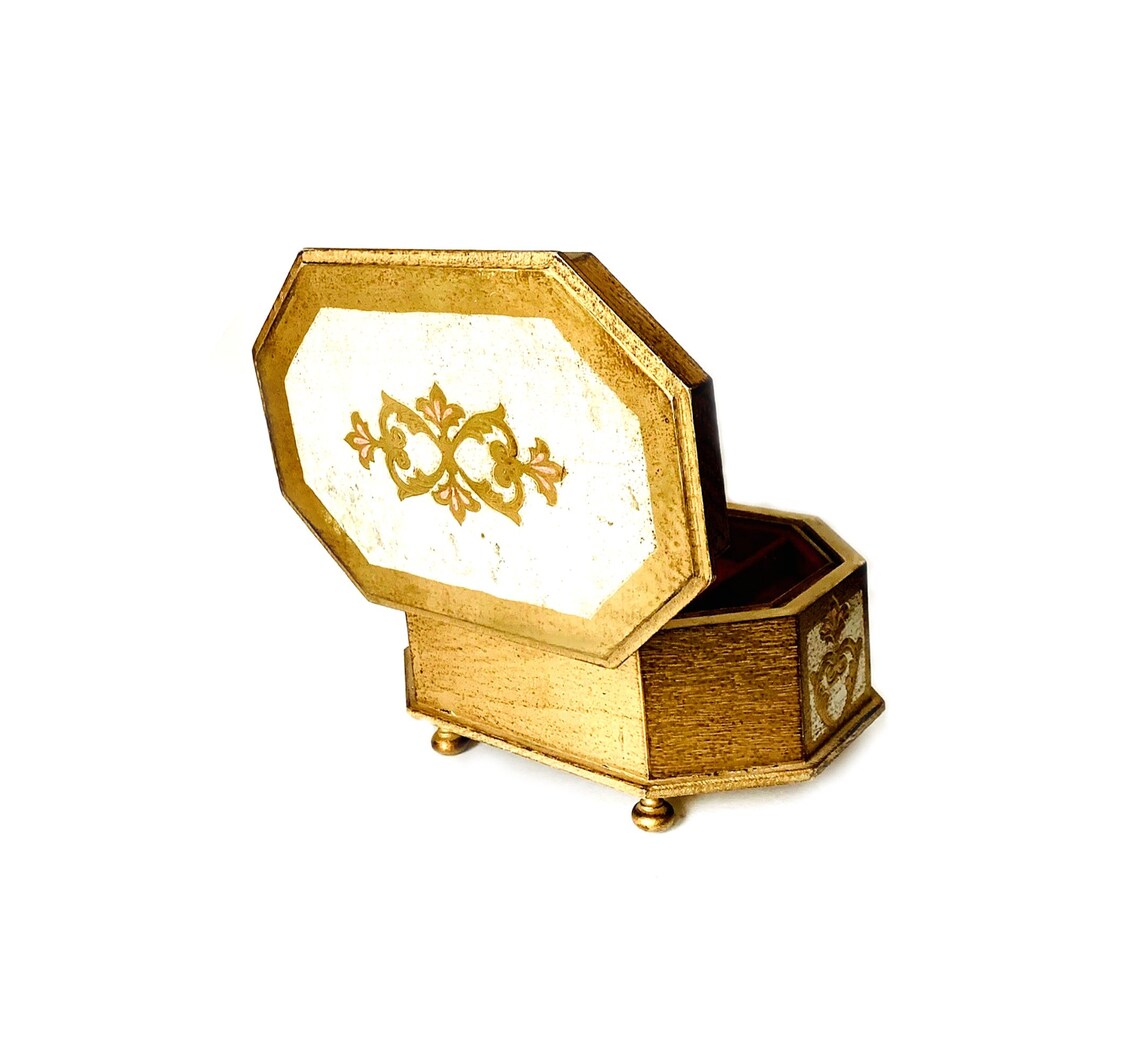 Florentine Style Music Jewelry Box Octagon Shaped Music Box Etsy