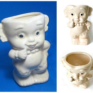 Vintage Girl Vase, Cave Kid Ceramic Pencil Holders, Funny Girl Face Ceramic Container, Succulent Planter, Air Plant Planter, Pencil Cup