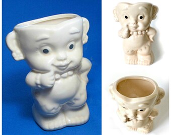 Vintage Ceramic Girl Vase, Succulent Planter, Pencil Cup