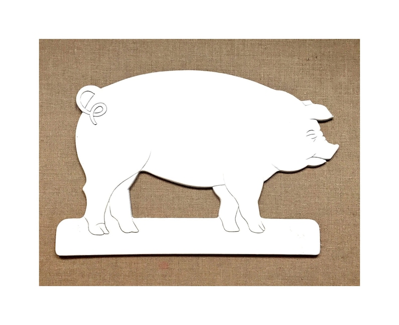 Porquinho branco vintage para pendurar na parede, decoração de cozinha em madeira prensada. imagem 1