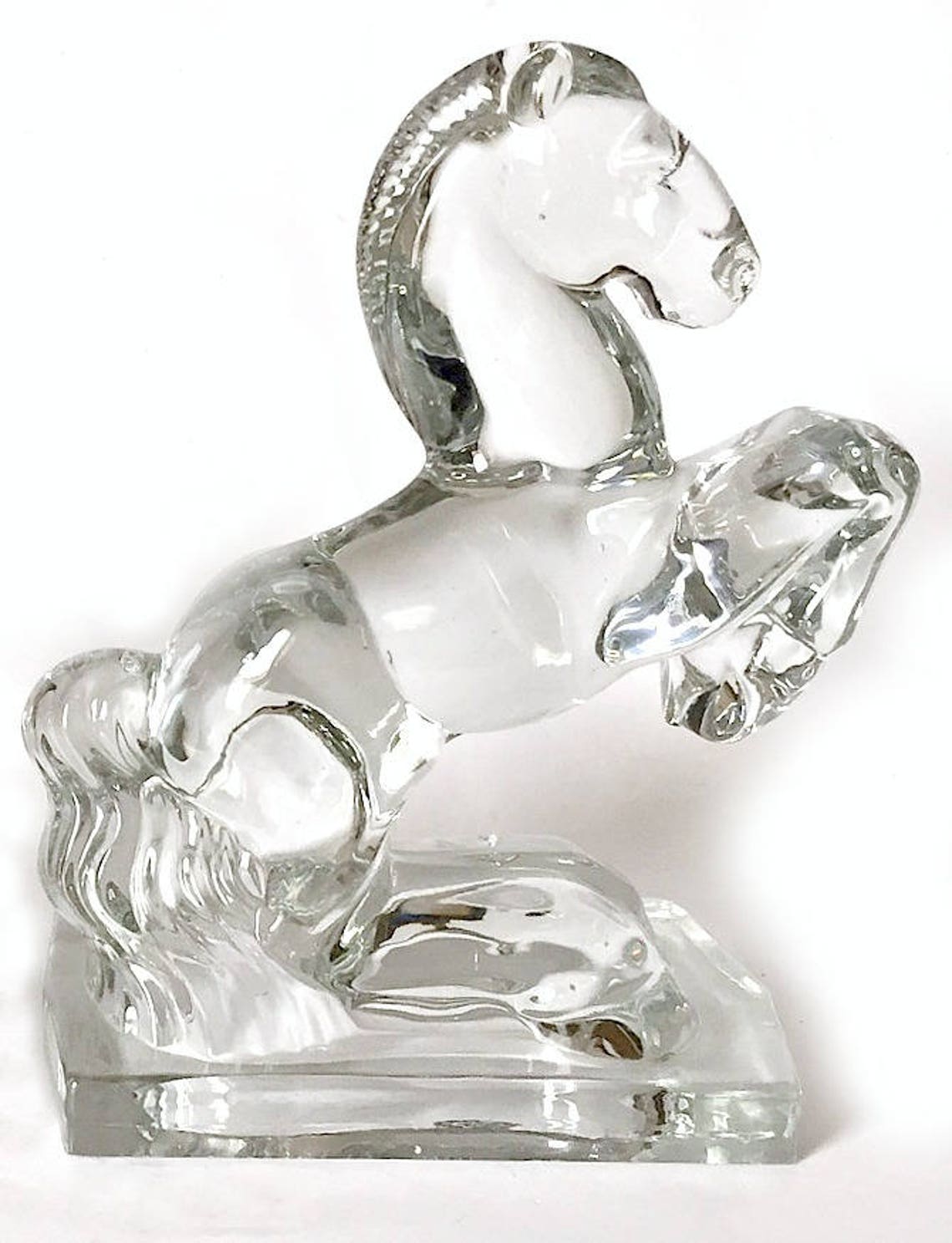 Vintage Glass Horse Bookends Clear Glass Horse Figurines New Etsy