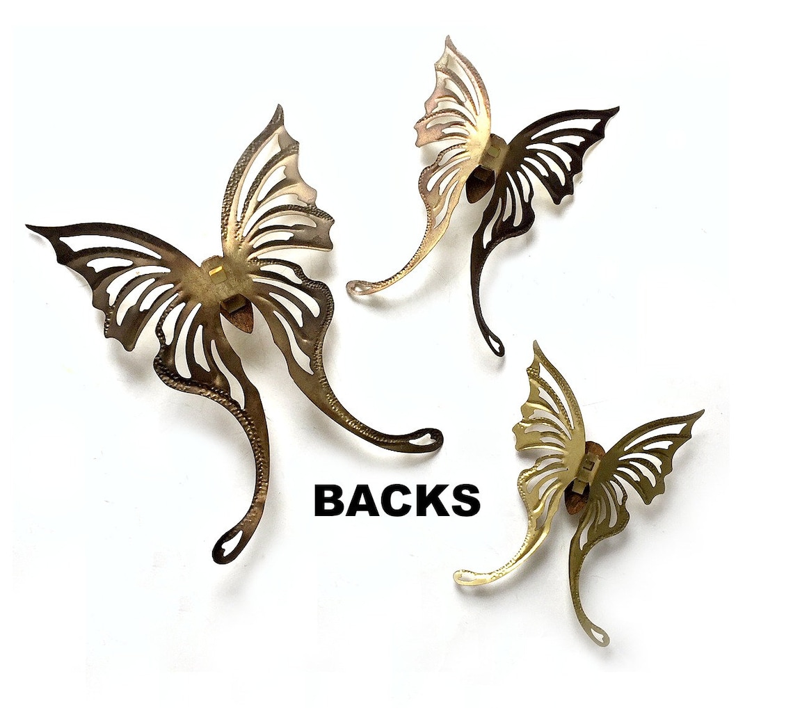 Brass Butterflies Wall Decor Vintage Gold Metal Butterfly Etsy