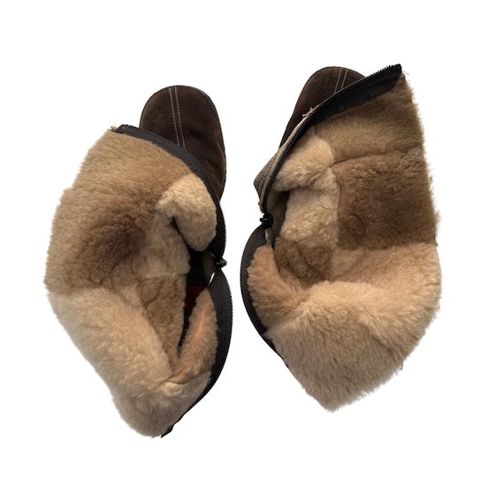 Reiker Shearling Patchwork Brown Suede Boots, Wom… - image 7