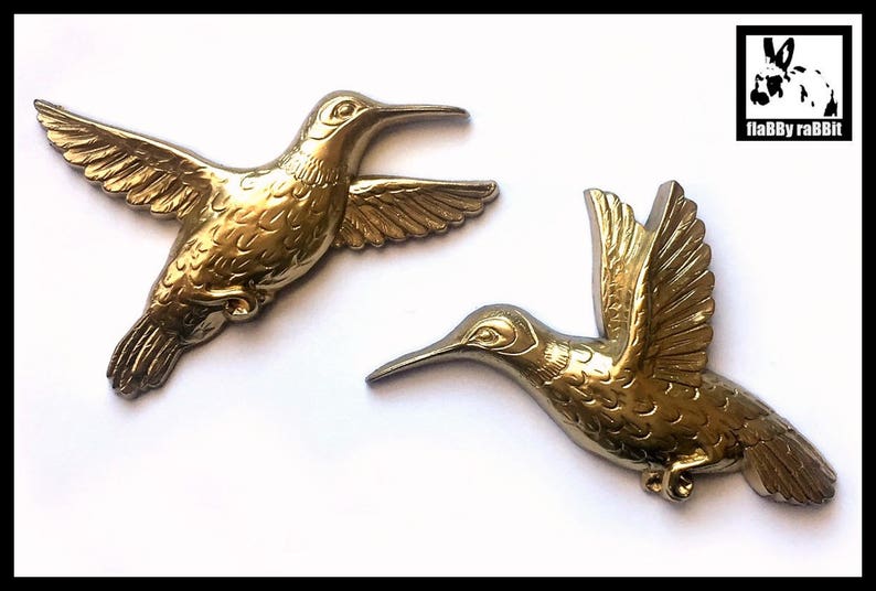 Hummingbird Wall Decor Two Gold Hummingbirds Homco Etsy