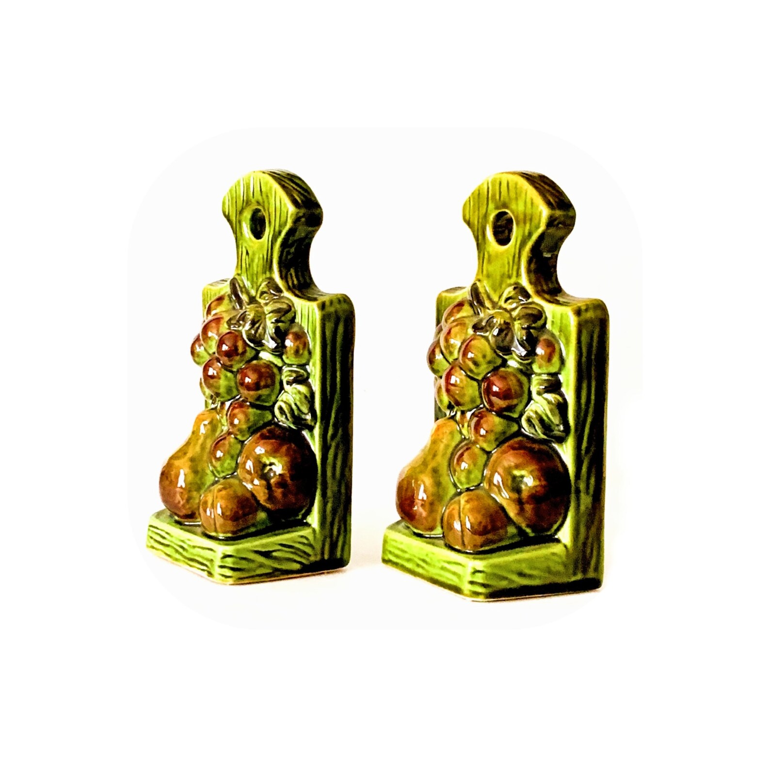 Ceramic Fruit Bookends Cookbook Bookends Vintage Green Etsy