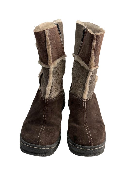 Reiker Shearling Patchwork Brown Suede Boots, Wom… - image 4