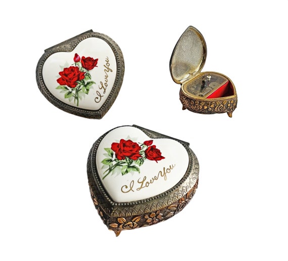 Musical Jewelry Box 'Ethereal' with Ring Holder, Drawer & Wide Mirror  'Forest Dance' | SVOORA