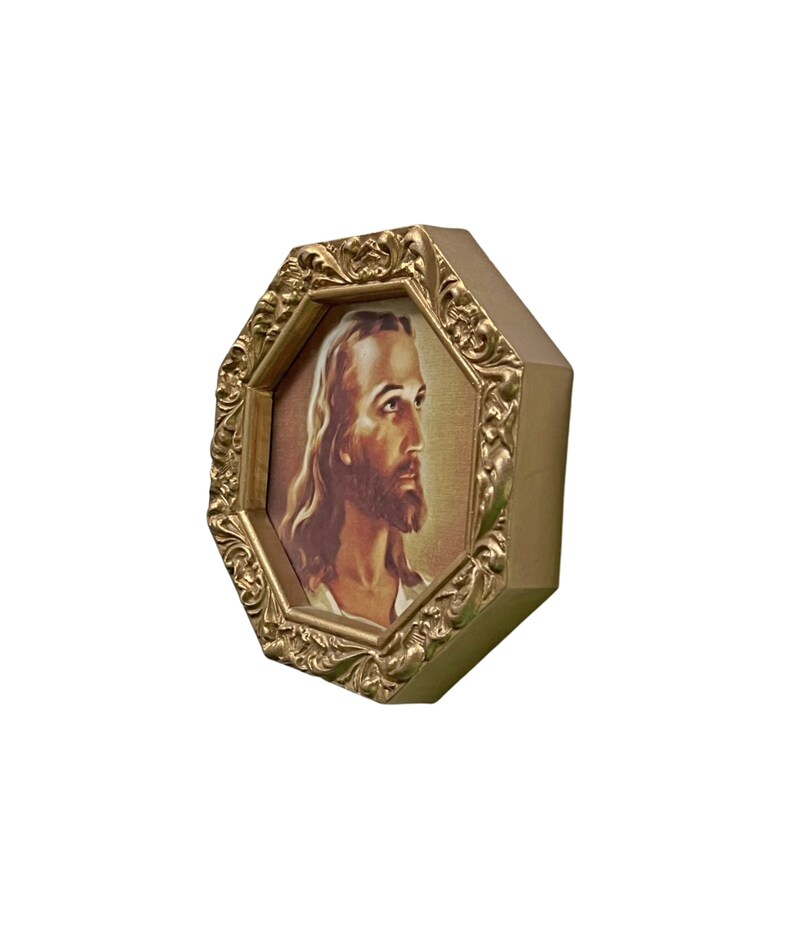 Ornate Hexagon Framed Jesus Print Jesus Gold Hexagon Frame Etsy