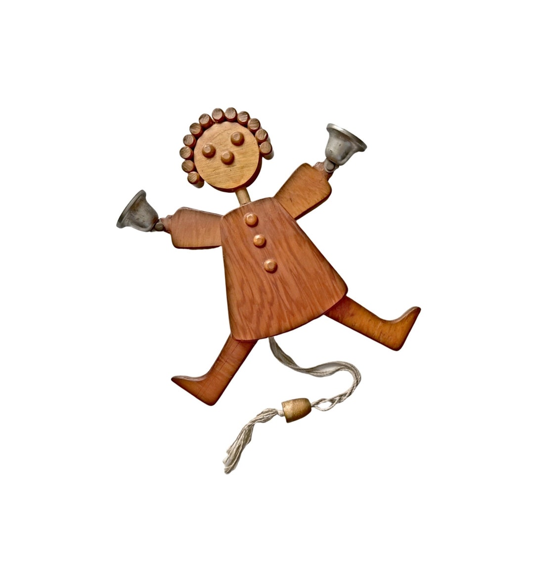 Handmade Vintage Wooden Jumping Doll Wood Folk Doll With Pull Etsy