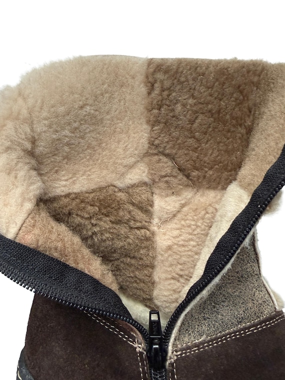 Reiker Shearling Patchwork Brown Suede Boots, Wom… - image 5