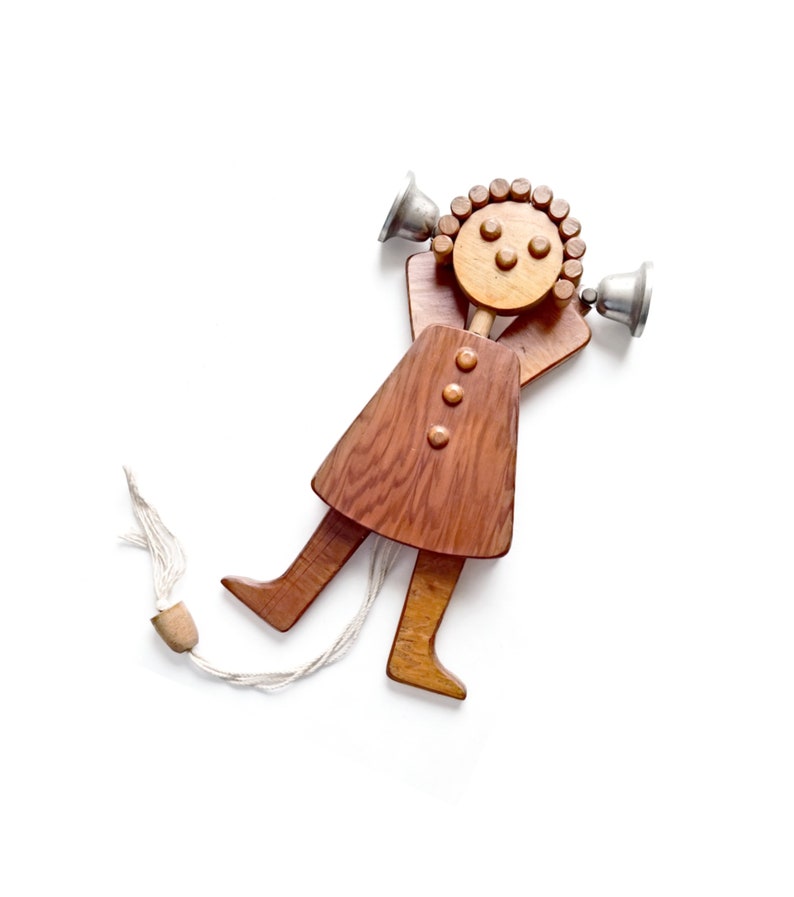 Handmade Vintage Wooden Jumping Doll Wood Folk Doll With Pull Etsy