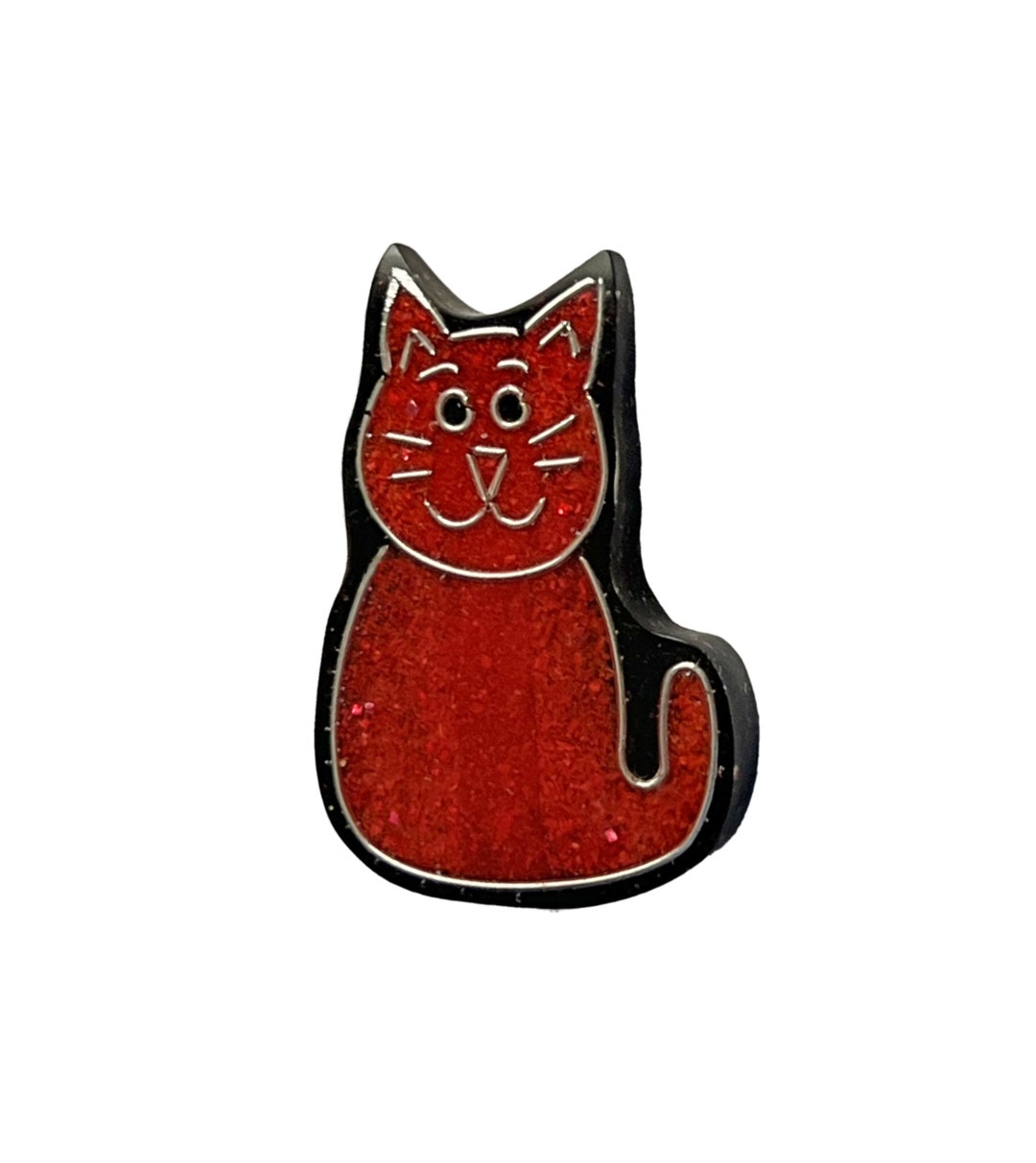 LEE SANDS Red Cat Inlay Brooch, Vintage Crushed Stone Inlay Pin ...