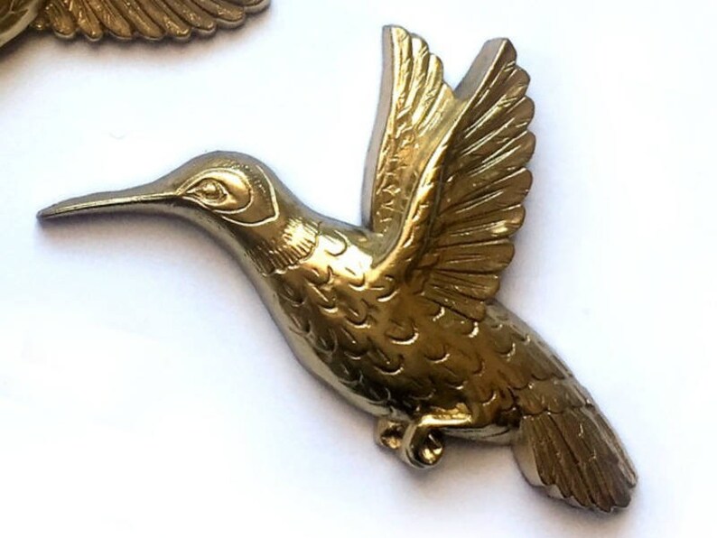 Hummingbird Wall Decor Two Gold Hummingbirds Homco Etsy