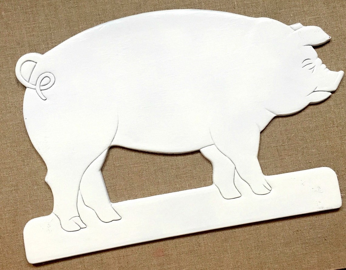 Wood Pig Wall Hanging Vintage White Pig Wall Decor Pressed Etsy