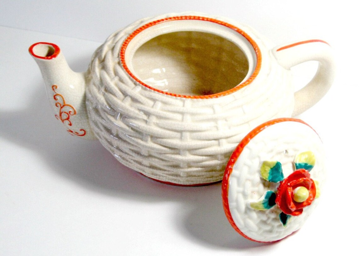 Antique Japanese Teapot Vintage Made in Japan Teapot Orange Etsy