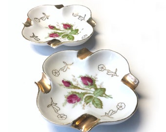 アメリカンヴィンテージ　手　ハンド　JAPAN 陶器　花模様　灰皿 アメリカンヴィンテージ 手 ハンド JAPAN 陶器 花模様 灰皿