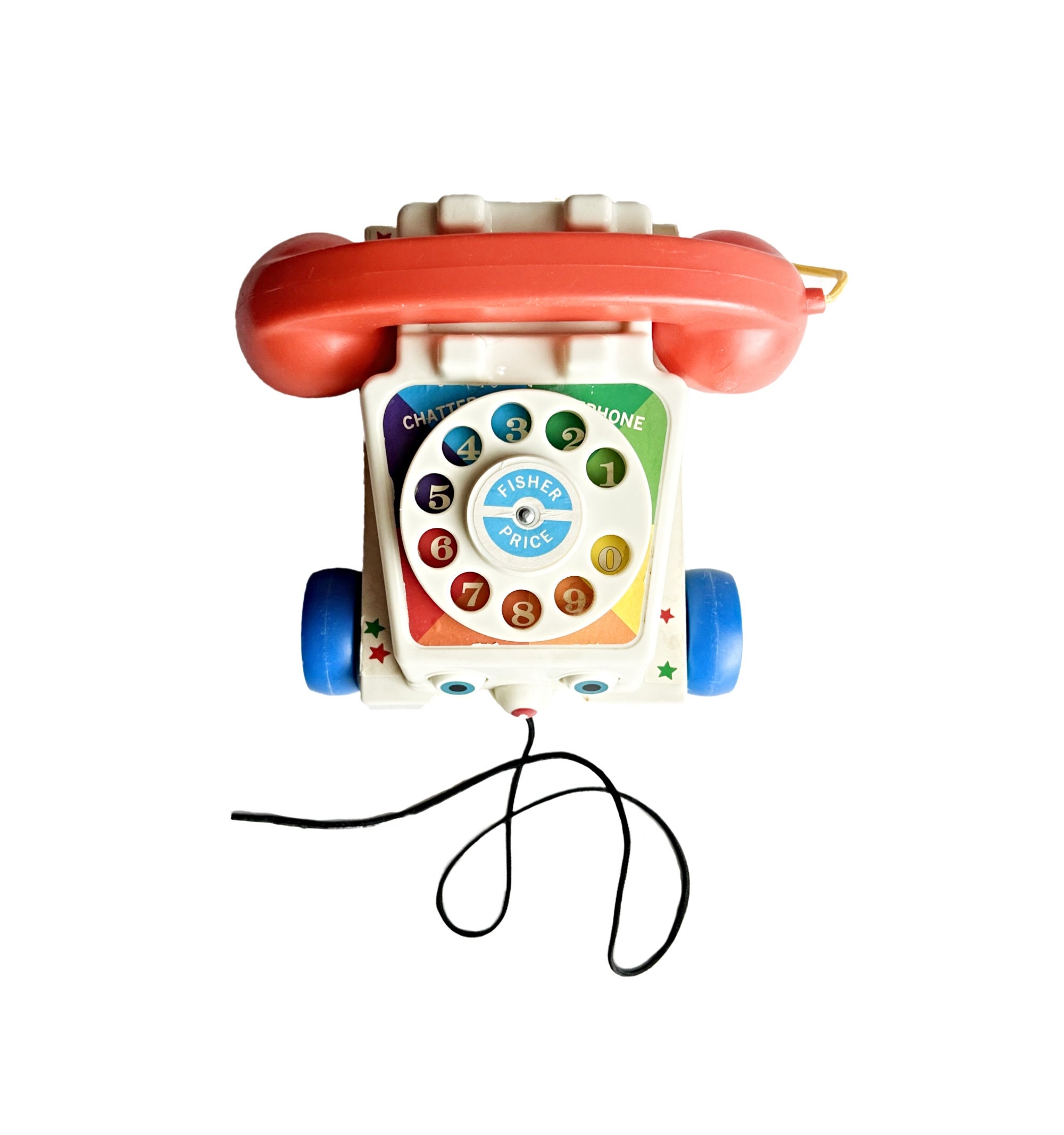 アンティークFisher-Price チャッターテレフォン 木製 1960年代 Vintage Fisher Price Chatter Telephone, Rotary Toy Phone - Etsy