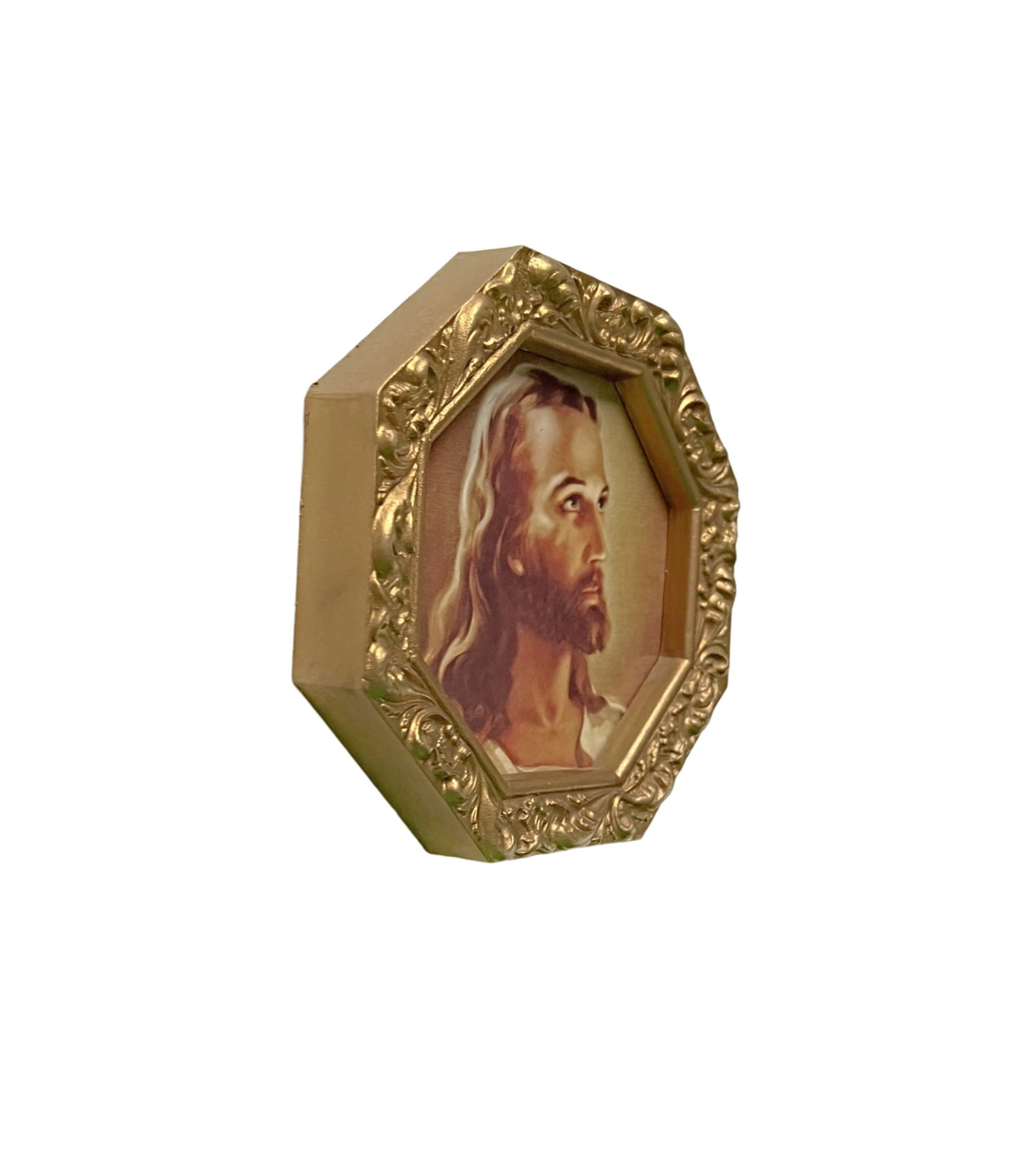 Ornate Hexagon Framed Jesus Print Jesus Gold Hexagon Frame Etsy