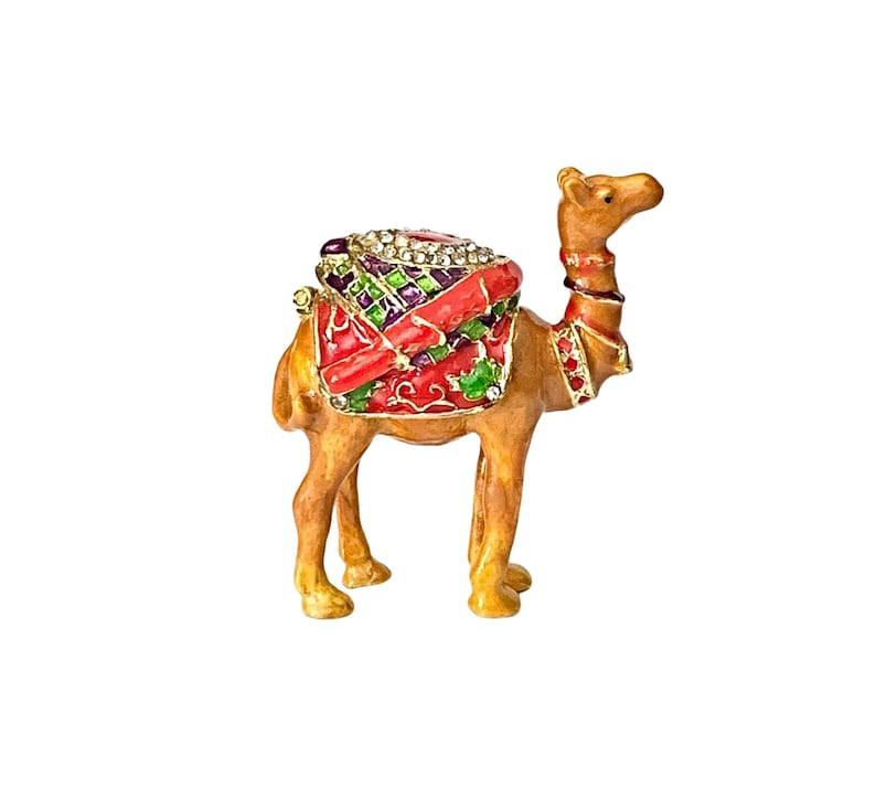 Camel Box, Enamel Rhinestone Camel Pill Box, Faberge Style Camel Camel Box, Enamel Rhinestone Camel Pill Box, Faberge Style Camel