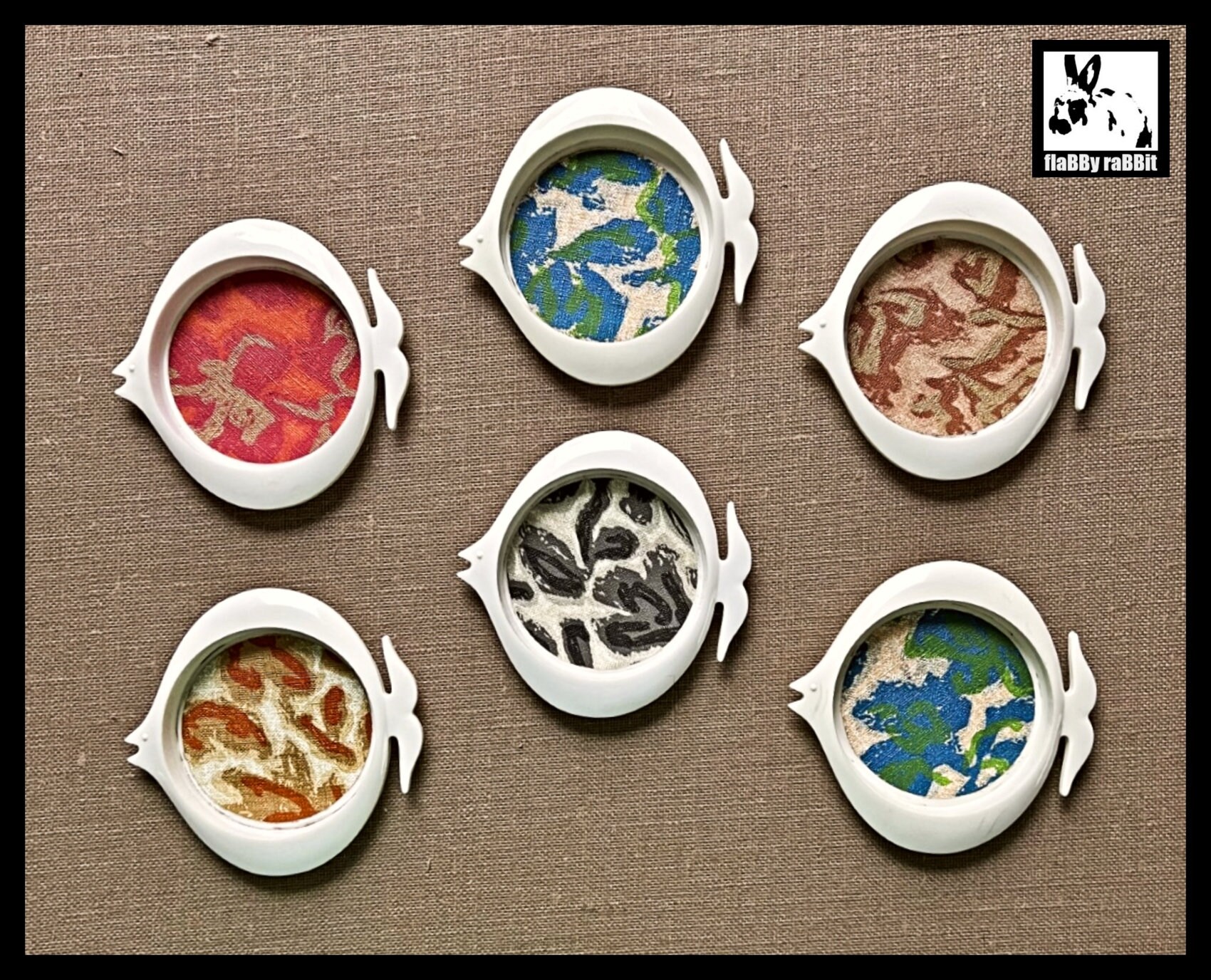 MCM Fish Coaster Set, 6 MOD Pattern Coaster Set - Etsy