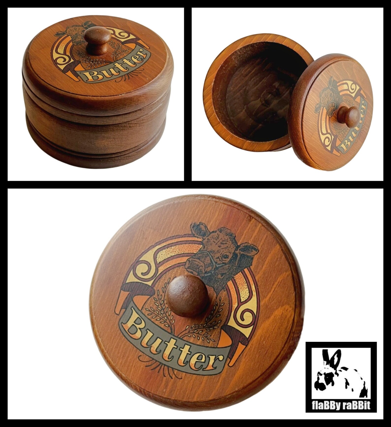 Wooden Butter Box Vintage Round Wood Butter Container With Etsy