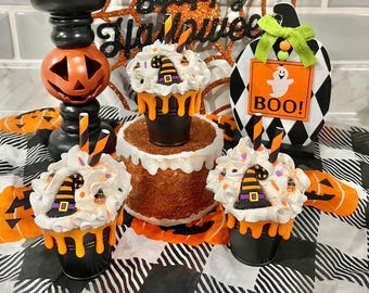 faux Halloween mini witch hat bucket, Halloween decor, tiered tray decor, kitchen decor, birthday/Christmas gift, witch hat decor,
