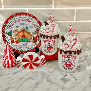 Christmas faux hot cocoa mug, fake hot chocolate, Christmas decor, hot cocoa bar, tiered tray, birthday/Christmas gift, fake bake X-mas mug