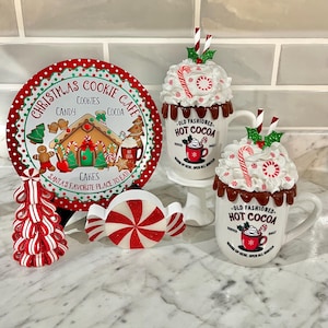 Christmas faux hot cocoa mug, fake hot chocolate, Christmas decor, hot cocoa bar, tiered tray, birthday/Christmas gift, fake bake X-mas mug