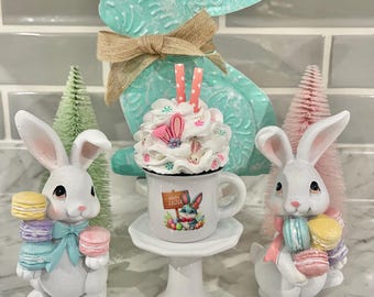 Faux Easter drink, mini Easter mug, Easter decor, spring decor, Easter gift, Easter bunny, Easter candy, Easter basket, tiered tray decor