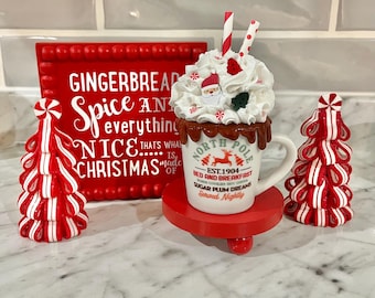 Christmas faux hot cocoa mug, fake hot chocolate, Christmas decor, hot cocoa bar, tiered tray decor