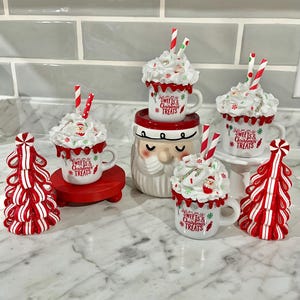 Christmas faux hot cocoa mug, fake hot chocolate, Christmas decor, hot cocoa bar, tiered tray, birthday/Christmas gift, fake bake X-mas mug