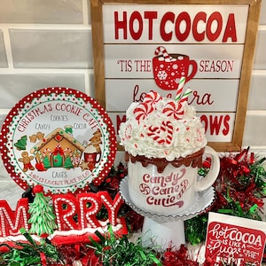 Christmas faux hot cocoa mug, fake hot chocolate, Christmas decor, kitchen decor, tiered tray decor, birthday/Christmas gift, hot cocoa bar
