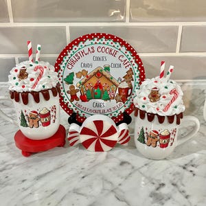Christmas faux hot cocoa mug, fake hot chocolate, Christmas decor, hot cocoa bar, tiered tray, birthday/Christmas gift, fake bake X-mas mug