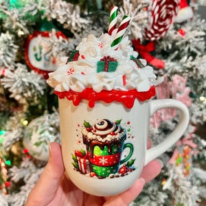 Christmas faux hot cocoa mug, fake hot chocolate, Christmas decor, hot cocoa bar, tiered tray, birthday/Christmas gift, fake bake X-mas mug