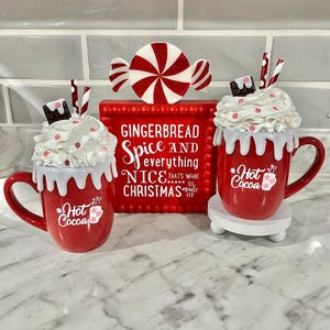 Christmas faux hot cocoa mug, fake hot chocolate, Christmas decor, hot cocoa bar, tiered tray, birthday/Christmas gift, fake bake X-mas mug