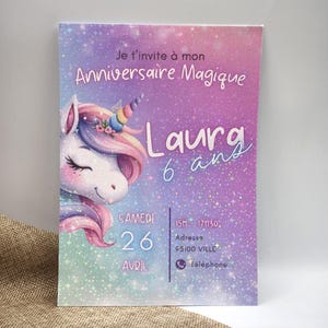 Birthday invitation, invitation, announcement, handmade, event invitation, unicorn birthday