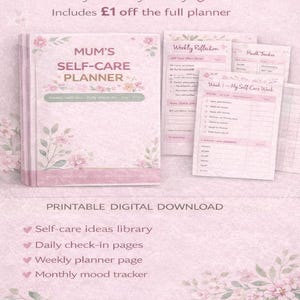 Mum Self-Care Planner Sample Pack, Daily Check-In, Mood Tracker (PDF Download)