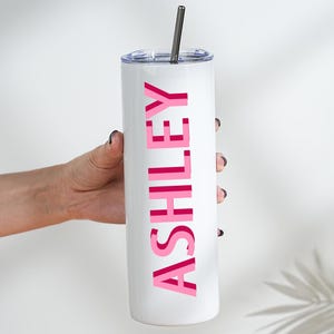 Personalized Shadow Name Tumbler, Bachelor Party Skinny Tumbler, Bachelorette Gift,Bridesmaid Proposal,Bridesmaid Gift,Wedding Party Favor