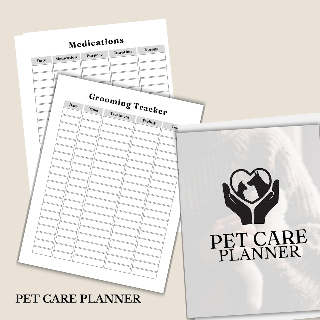 Pet Care Planner Printable | Dog Cat Health Tracker | Vet Appointment ...