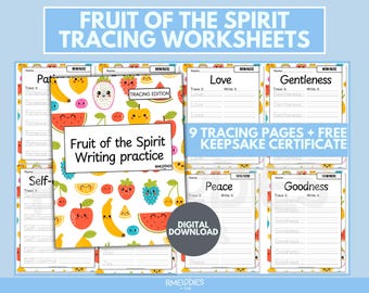 Fruit of the Spirit Tracing Worksheets: Christian Handwriting Practice (PDF Download
