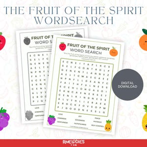 Fruit of the Spirit Word Search Puzzle: Christian Bible Activity (PDF Download)