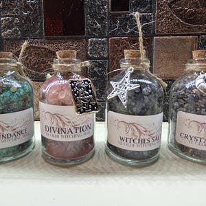 Infused Salts,  Large, Free Ship, Witchcraft salts, Altar Salts, Altar. black salt, black witch salt, protection salt, divination, Spell