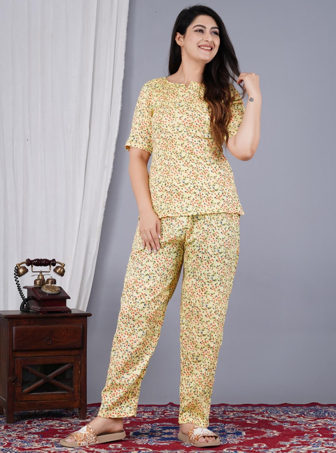 Ladies Night Suit Womens Yellow Pajama Set Pajamas In Remy Stripe Yellow