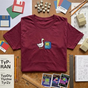 T-Shirt mit Pixelgrafik-Stickerei, Retro-Computer-Shirt, 8-Bit-Gamer-Kleidung, Vintage-Tech-T-Shirt, Geschenk für Programmierer, Geek-Kleidung