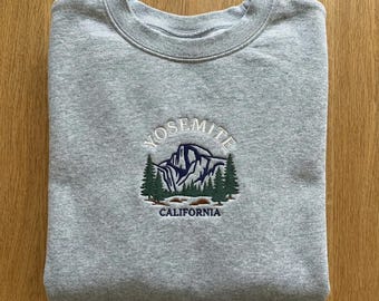 Yosemite Embroidered Sweatshirt, California National Park Hoodie, Half Dome Nature Shirt, Sierra Nevada Hiking Gift, Mountain Embroidery