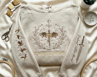 Fourth Wing Embroidered Sweatshirt, Dragon Rider Hoodie, Custom Basgiath War College Shirt, Fantasy Book Lover Gift